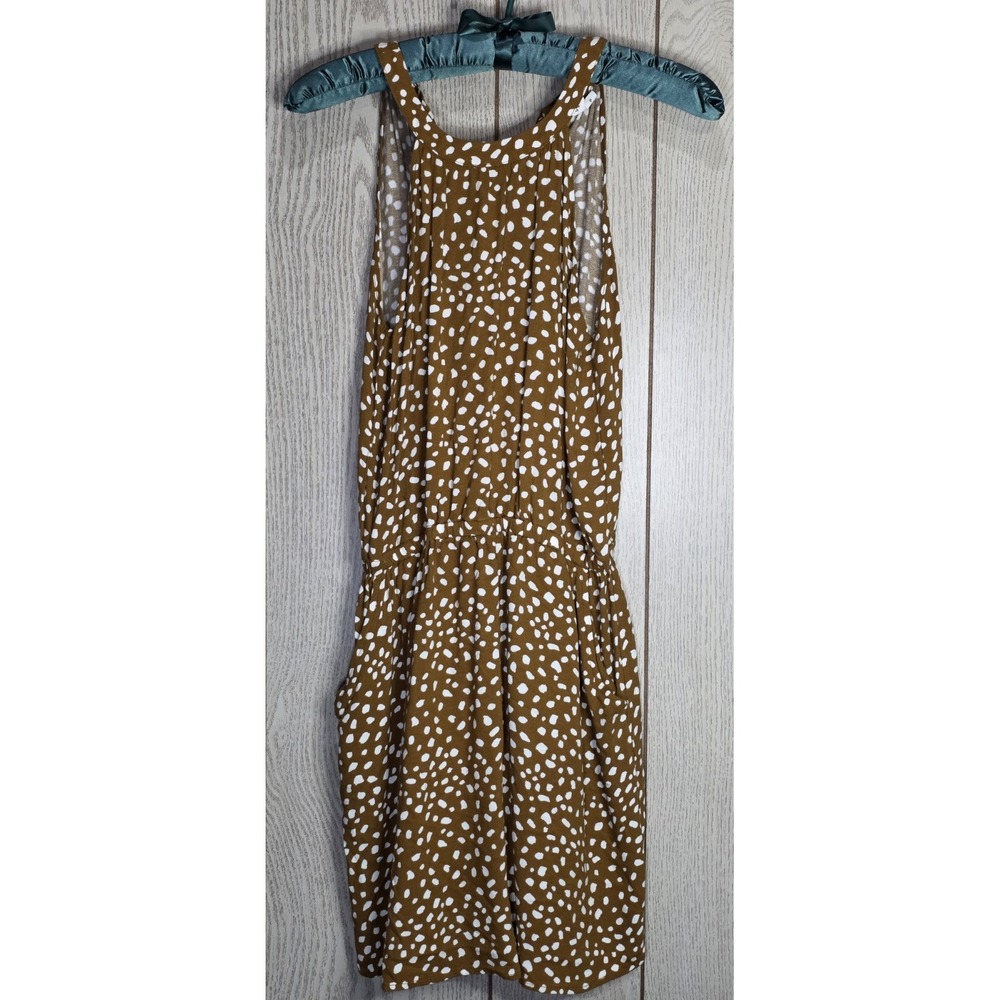 JOIE Brown White Polka Dot Halter Mini Dress TCW5873 Small Pocketed Sleeveless